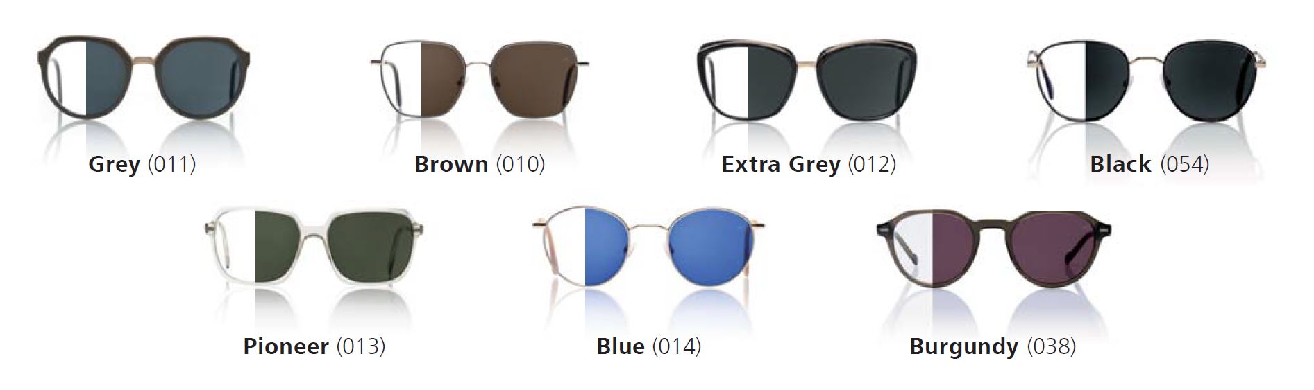 Цвета тонировки линз Zeiss PhotoFusion X