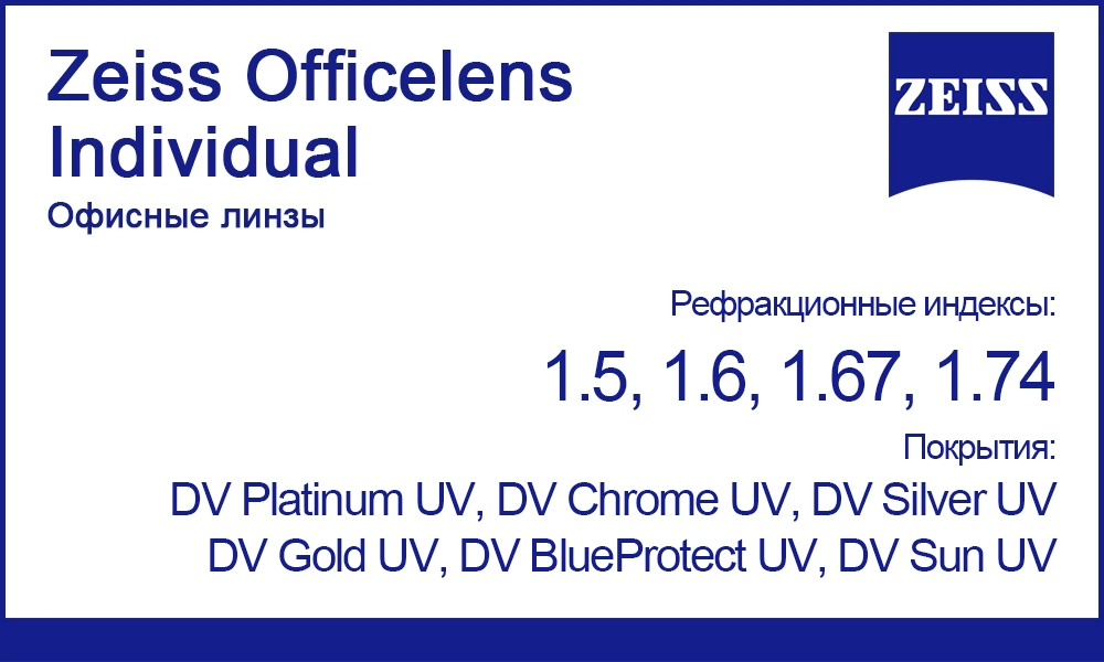 Индивидуальные офисные линзы Zeiss Officelens Individual
