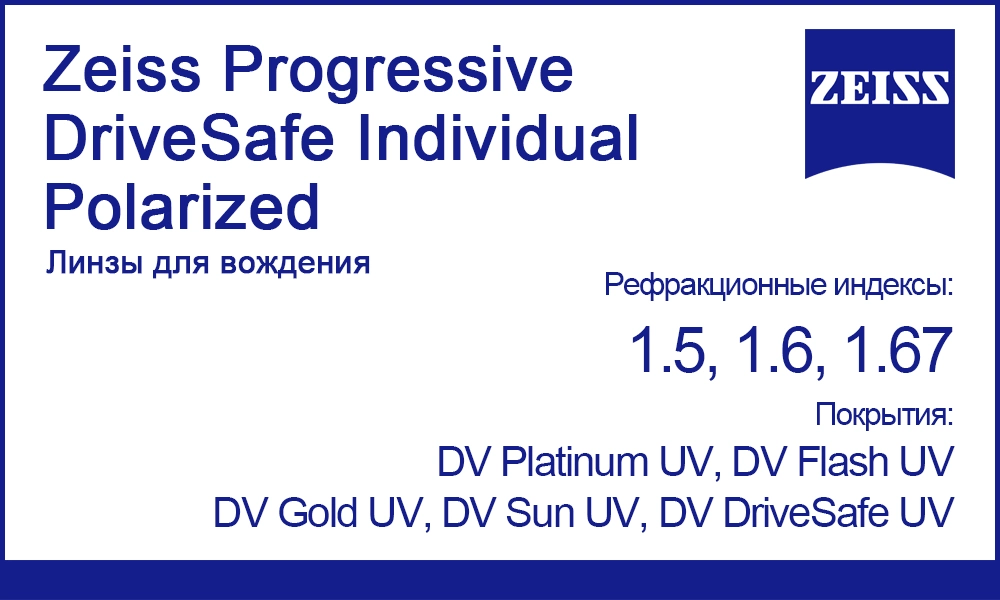 Линзы Zeiss Progressive DriveSafe Individual Polarized
