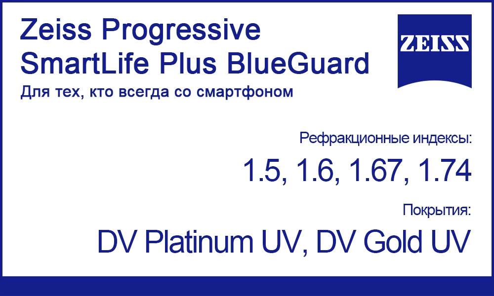 Линзы Zeiss Progressive SmartLife Plus BlueGuard