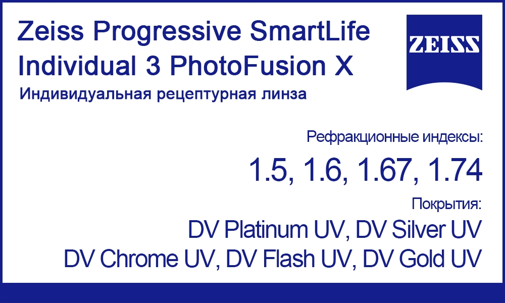 Линзы Zeiss Progressive SmartLife Individual 3 PhotoFusion X
