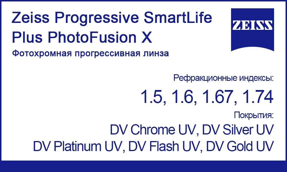 Линзы Zeiss Progressive SmartLife Plus PhotoFusion X