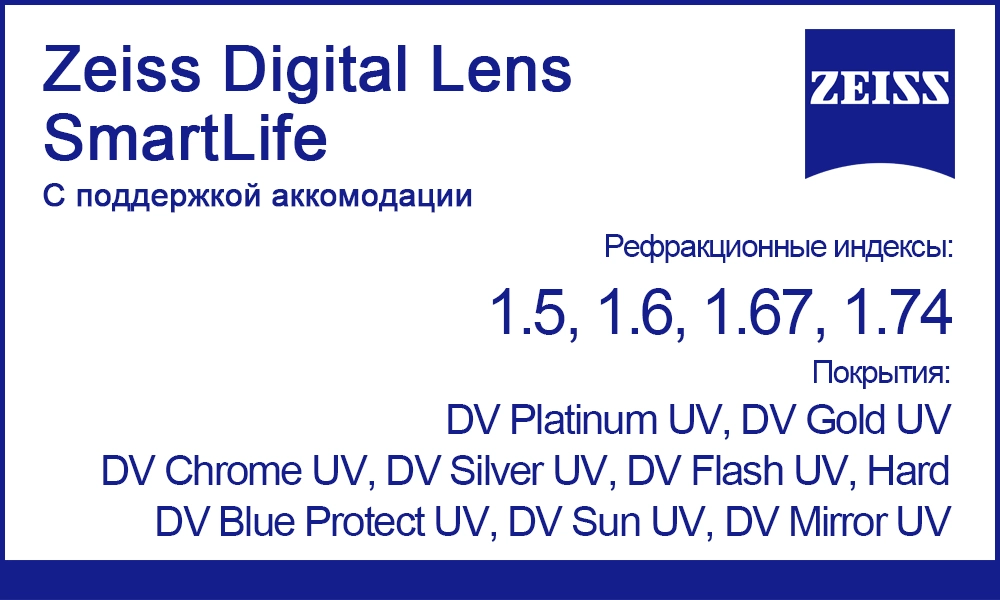 Линзы Zeiss Digital Lens SmartLife с поддержкой аккомодации